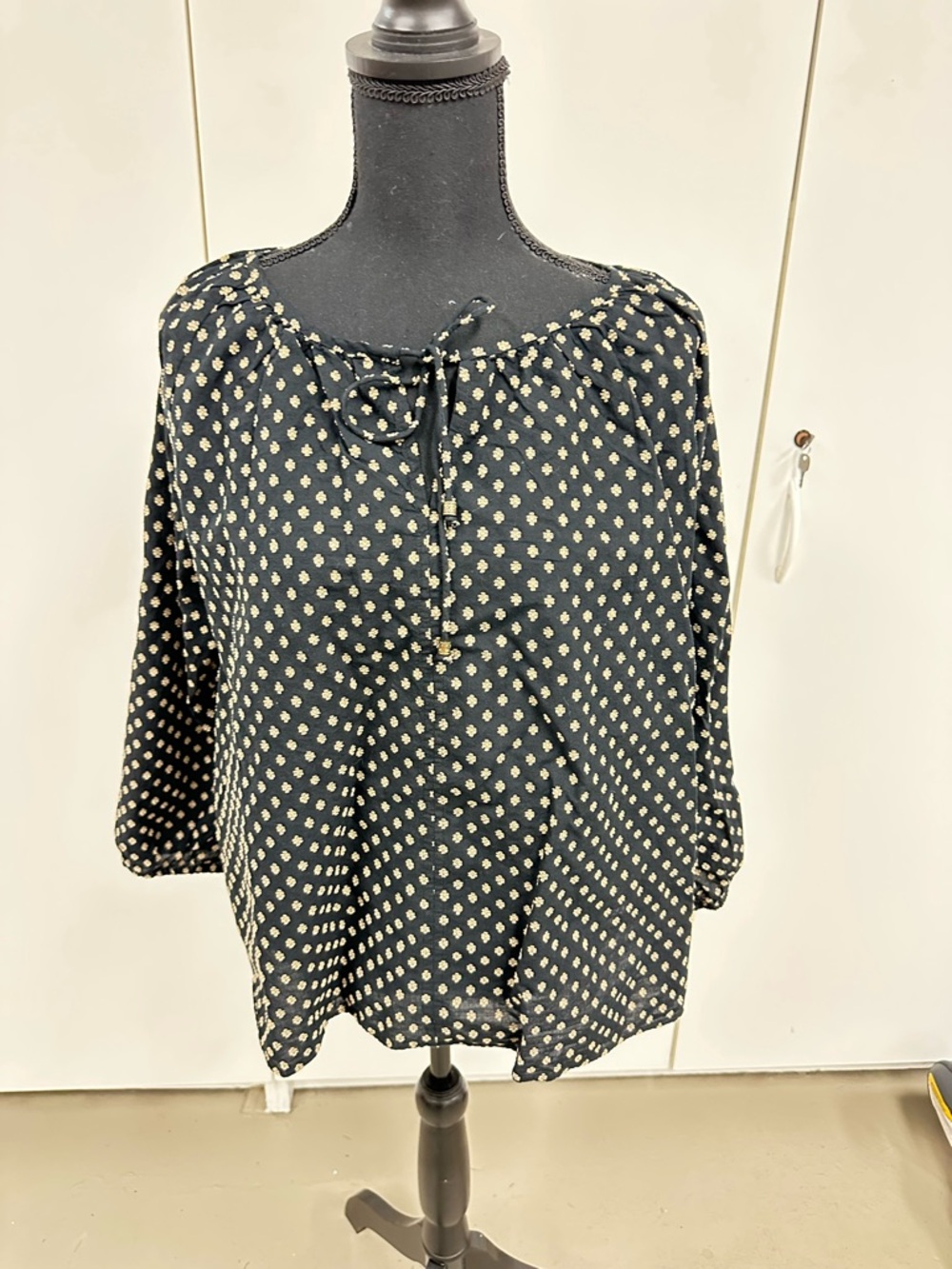 NWT Chico’s black/tan peasant shirt Size 2 (Chico’s) regular sizing 12.